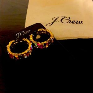 J crew jeweled hoop earrings